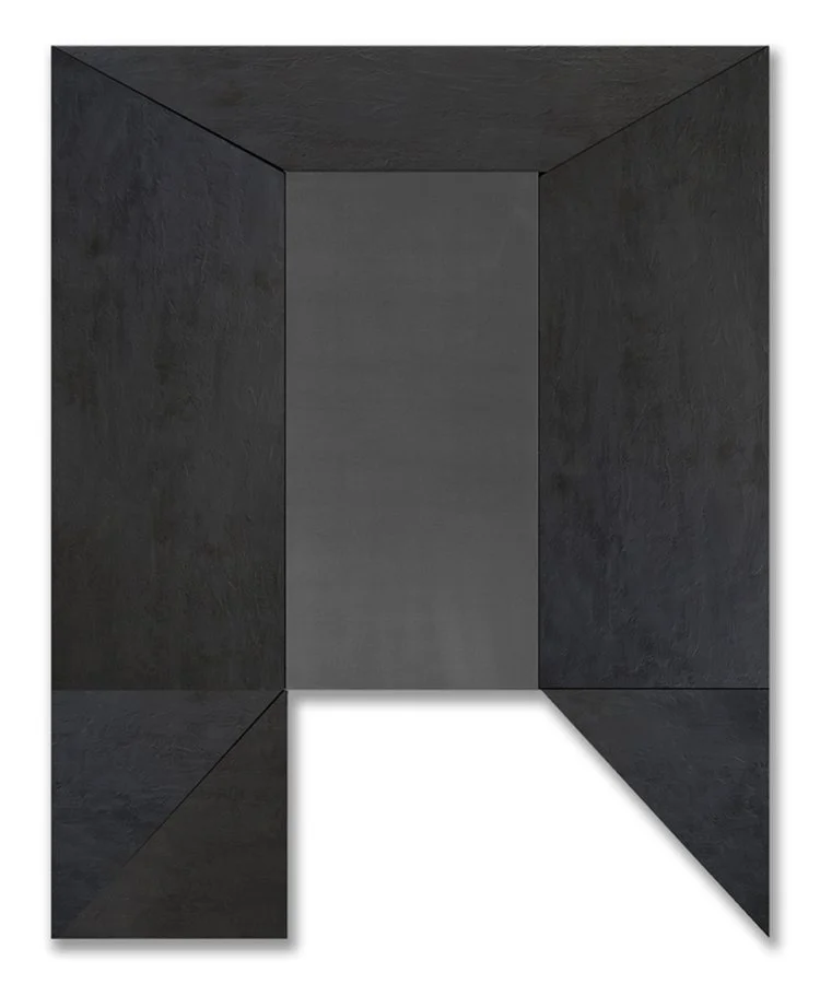 Lead Door, 2015 |
Tar and Lead on Wood 108” x 91” |

Puerta de Plomo, 2015. 
Chapopote y Plomo, |
 275 cm X 230 cm