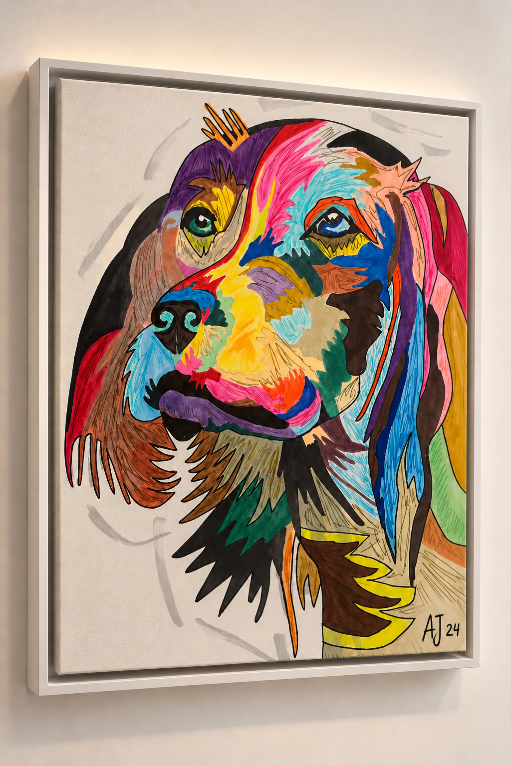 Mutt, colourful dog portrait