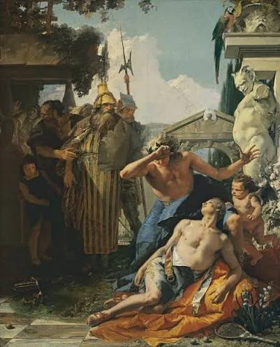 “La muerte de Jacinto”
Giambattista Tiepolo
hacia 1752 - 1753
Óleo sobre lienzo. 287 x 232 cm
Museo Nacional Thyssen-Bornemisza, Madrid.

La muerte de Jacinto

Jacinto era un joven de belleza imposible, tan perfecto que hasta los dioses olvidaban su 