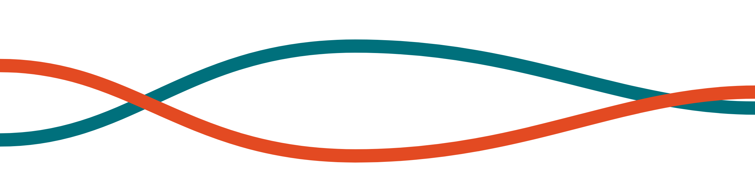 The Crosscurrent mark: two currents crossing, one teal, one coral