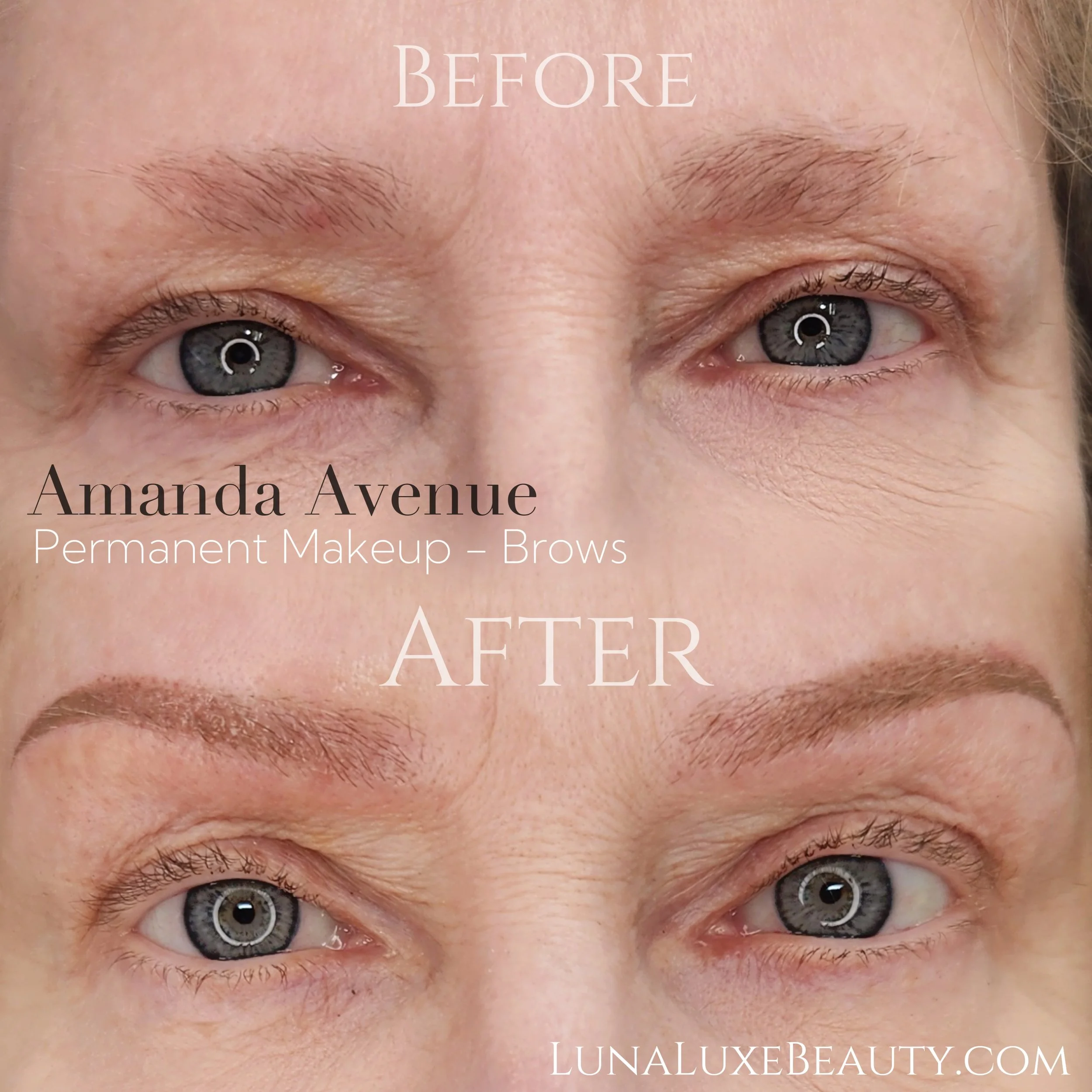 Results of before and after. Amanda did soft powder ombre permanent makeup on her brows