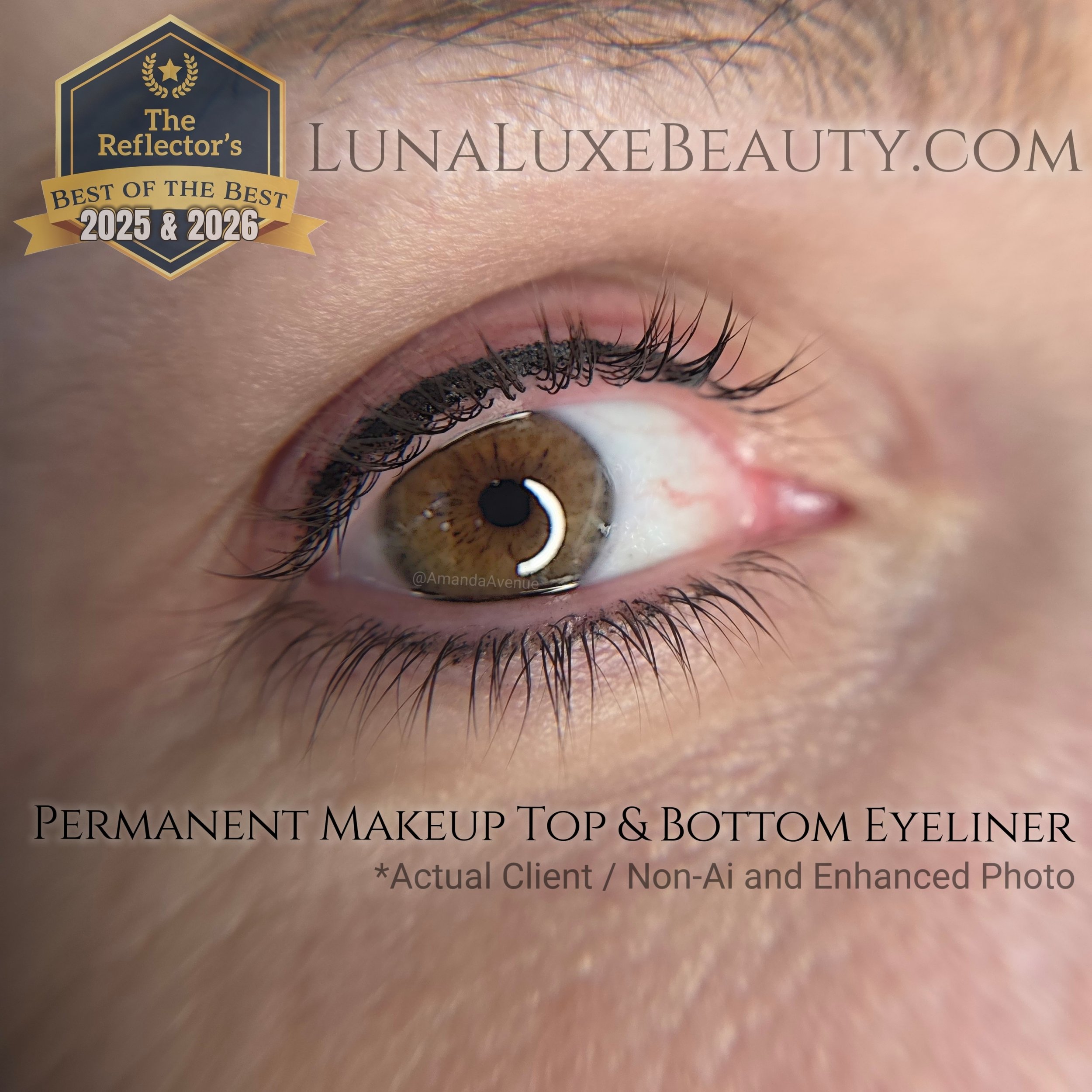 Close-up of a person's eye showing permanent makeup eyeliner from Amanda Avenue permanent makeup artist