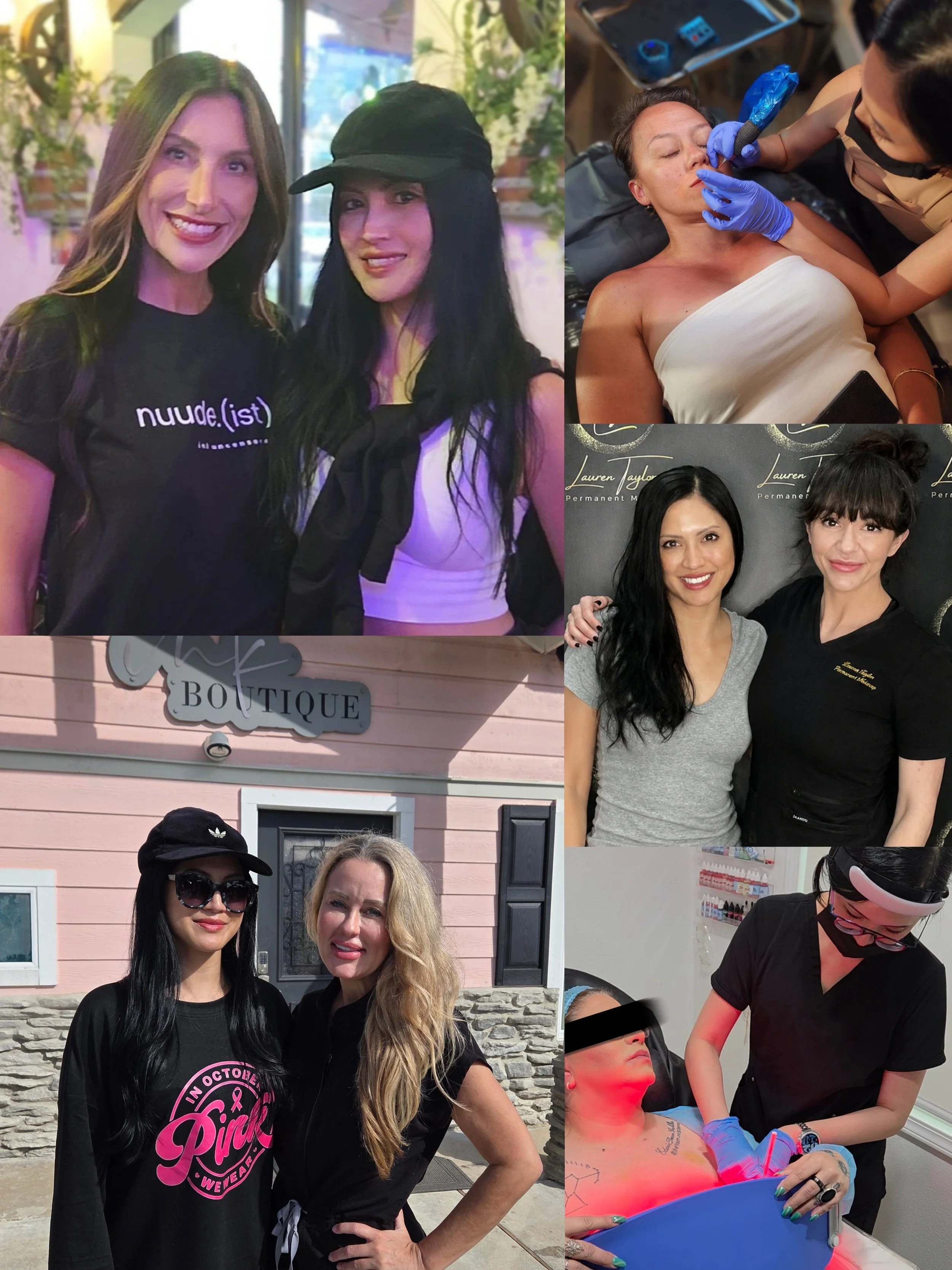 Amanda Avenue during advanced hands-on training in paramedical tattooing with Shay Danielle and Sherah Juarez, and cosmetic brow tattooing with Lauren Taylor.