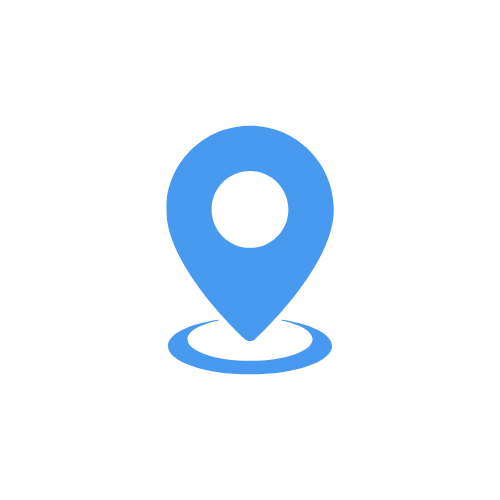 Blue location pin icon on a white background.