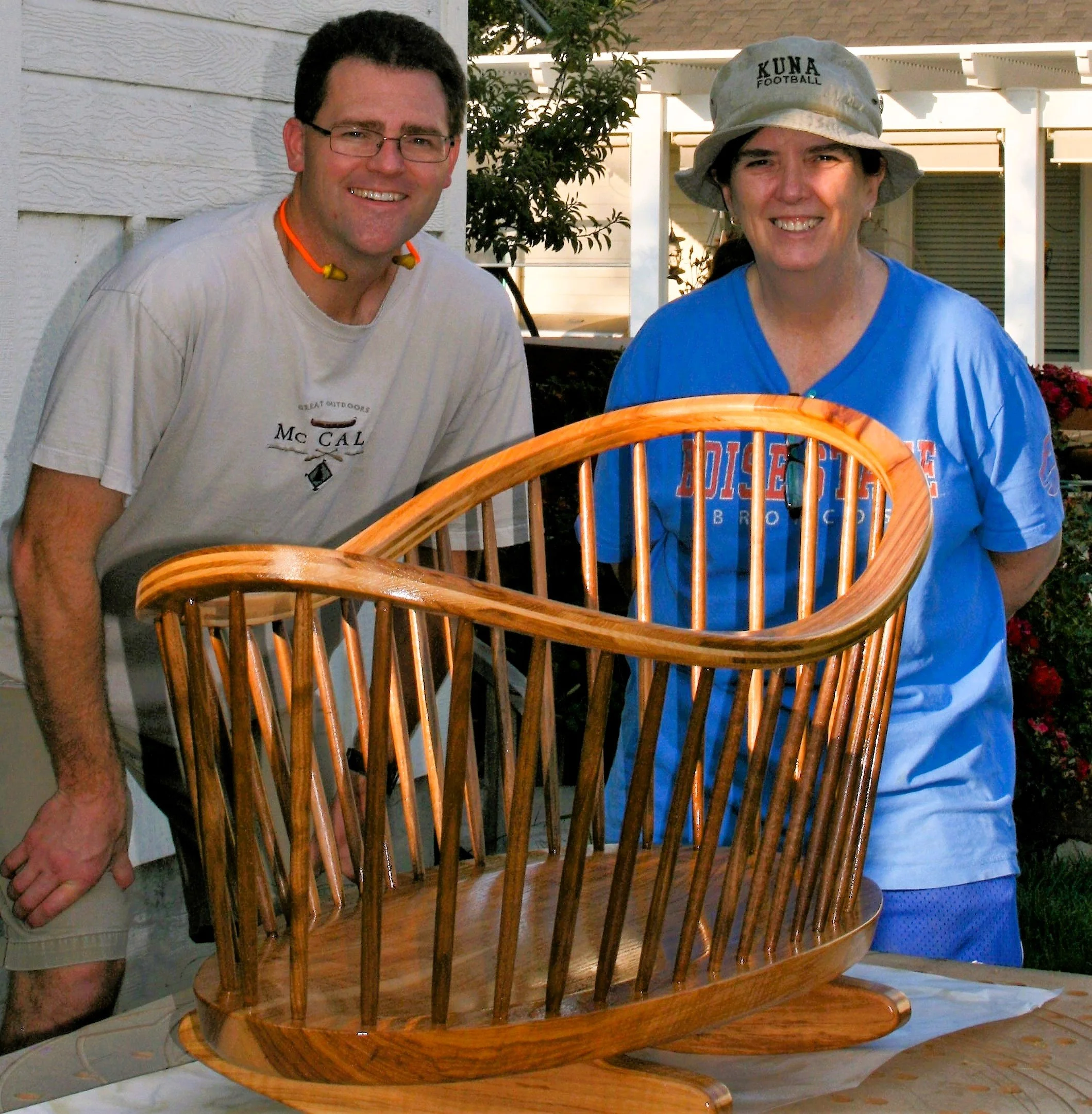 Spindle Cradle Custom Class (2011) Raha wanted to build a complex cradle for her first grandchild. With limited woodworking skills and even more limited instructions, Jeff guided her through building a family heirloom. Note that on the day of assembl