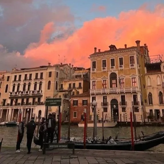 The unreal sunset over the Grand Canal in Venice, Italy in November 2024.