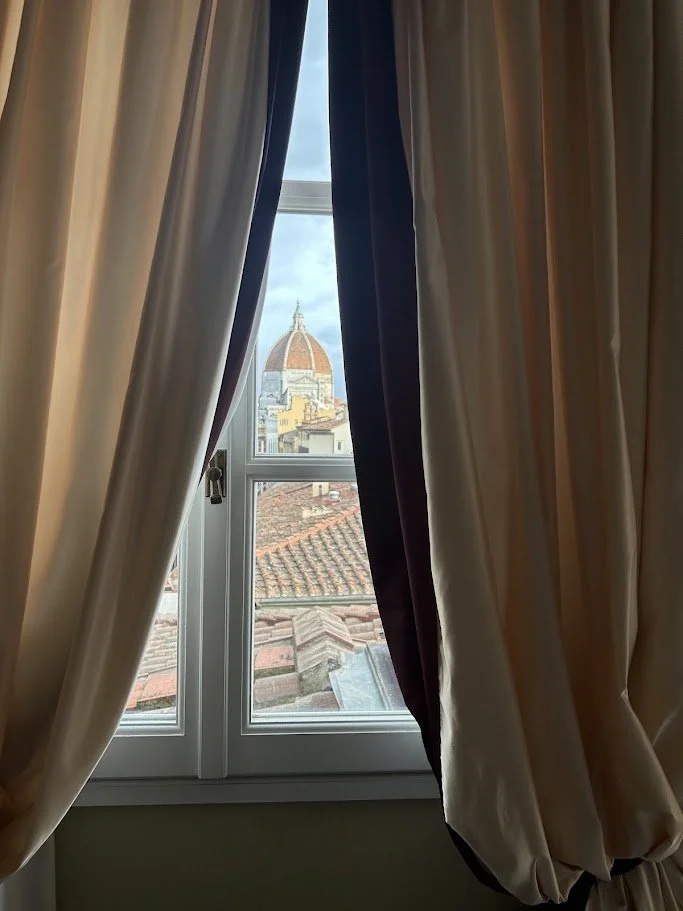 A vew of the Duomo in Florence from my room at the Hotel l'Orologio. 