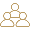 Icon of three people arranged in a cluster