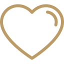 Outline of a heart shape with a black fill and gold border.