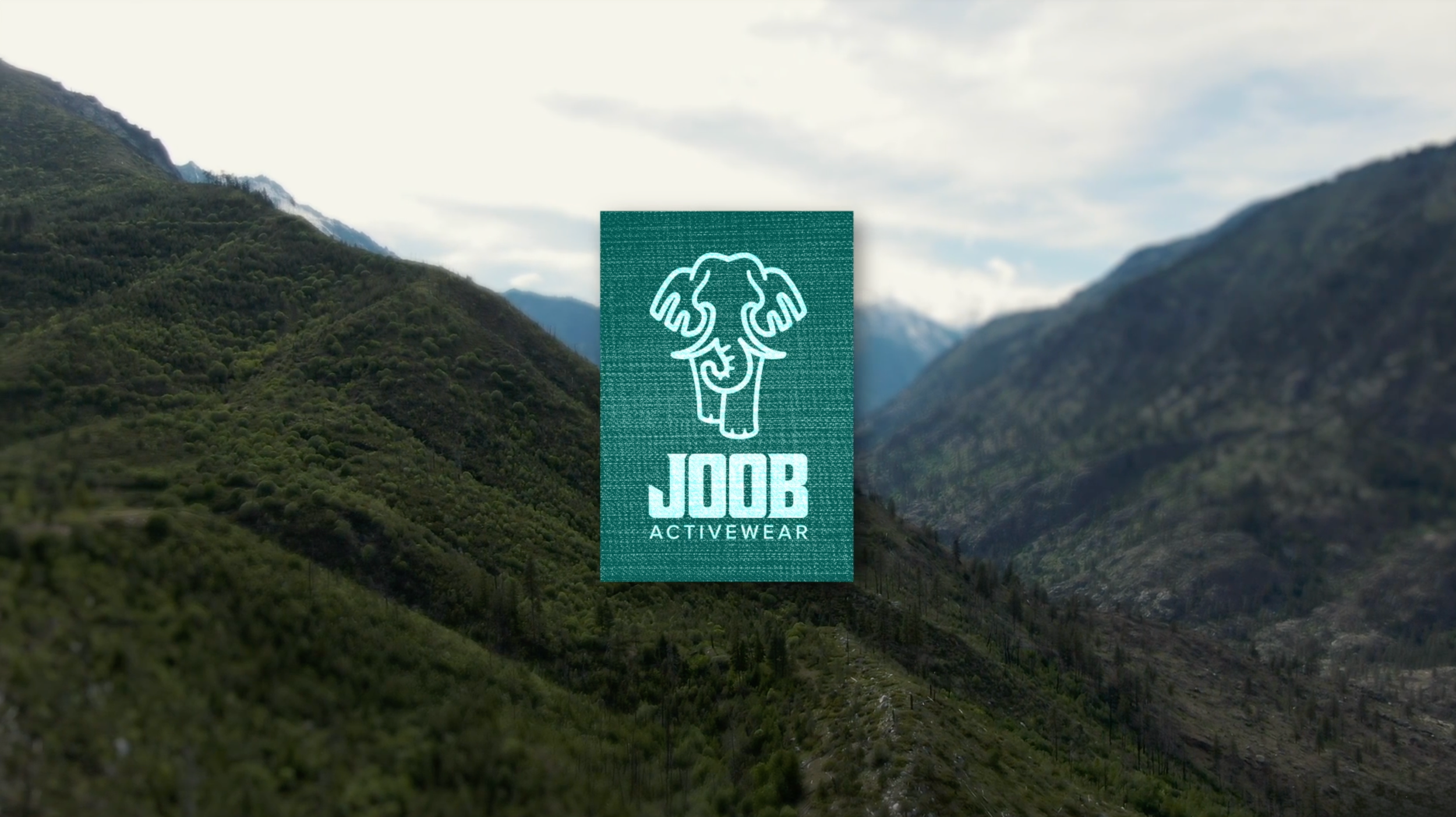 JOOB Activewear logo over a mountain landscape.