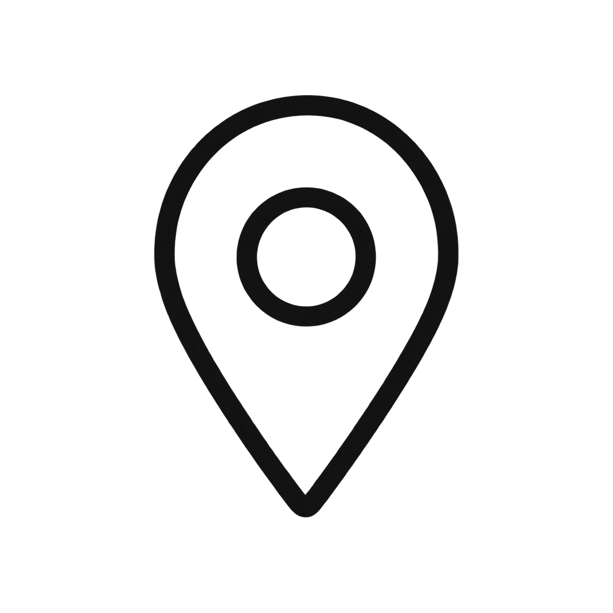 Map pin icon in black.