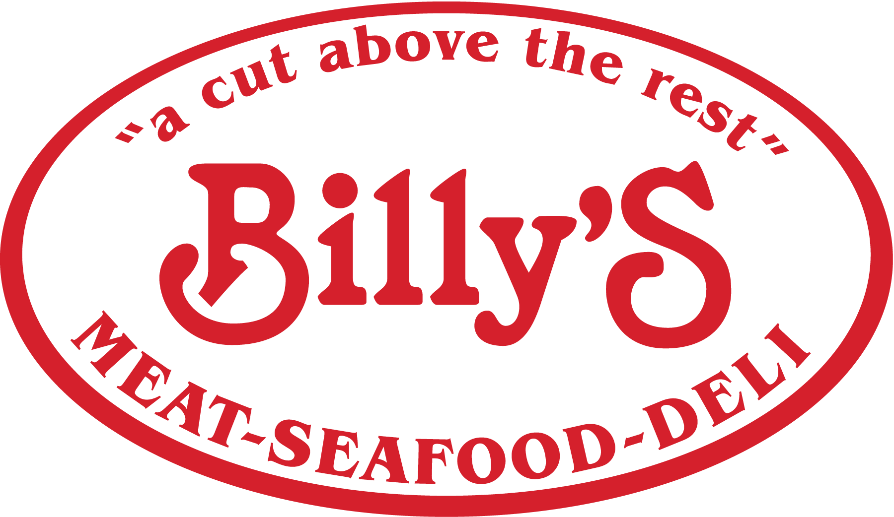 Red Billy’s Meat-Seafood-Deals logo with the slogan “A cut above the rest.”