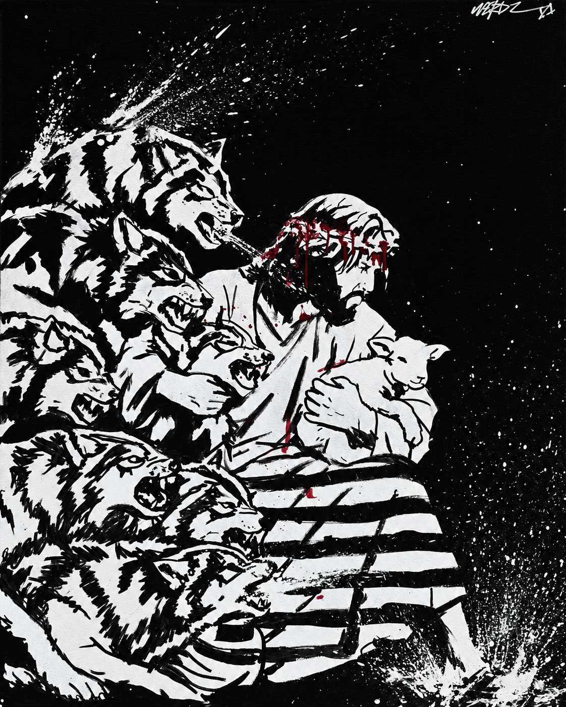 Protect by WERDZ, acrylic on canvas, Fe Series