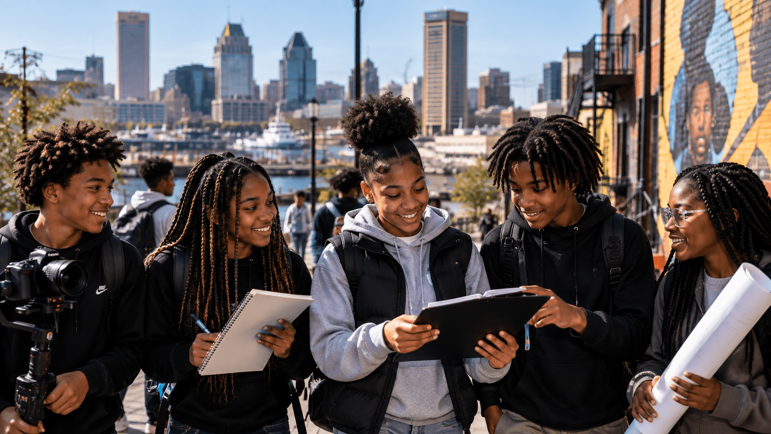 Middle school students exploring career pathways together