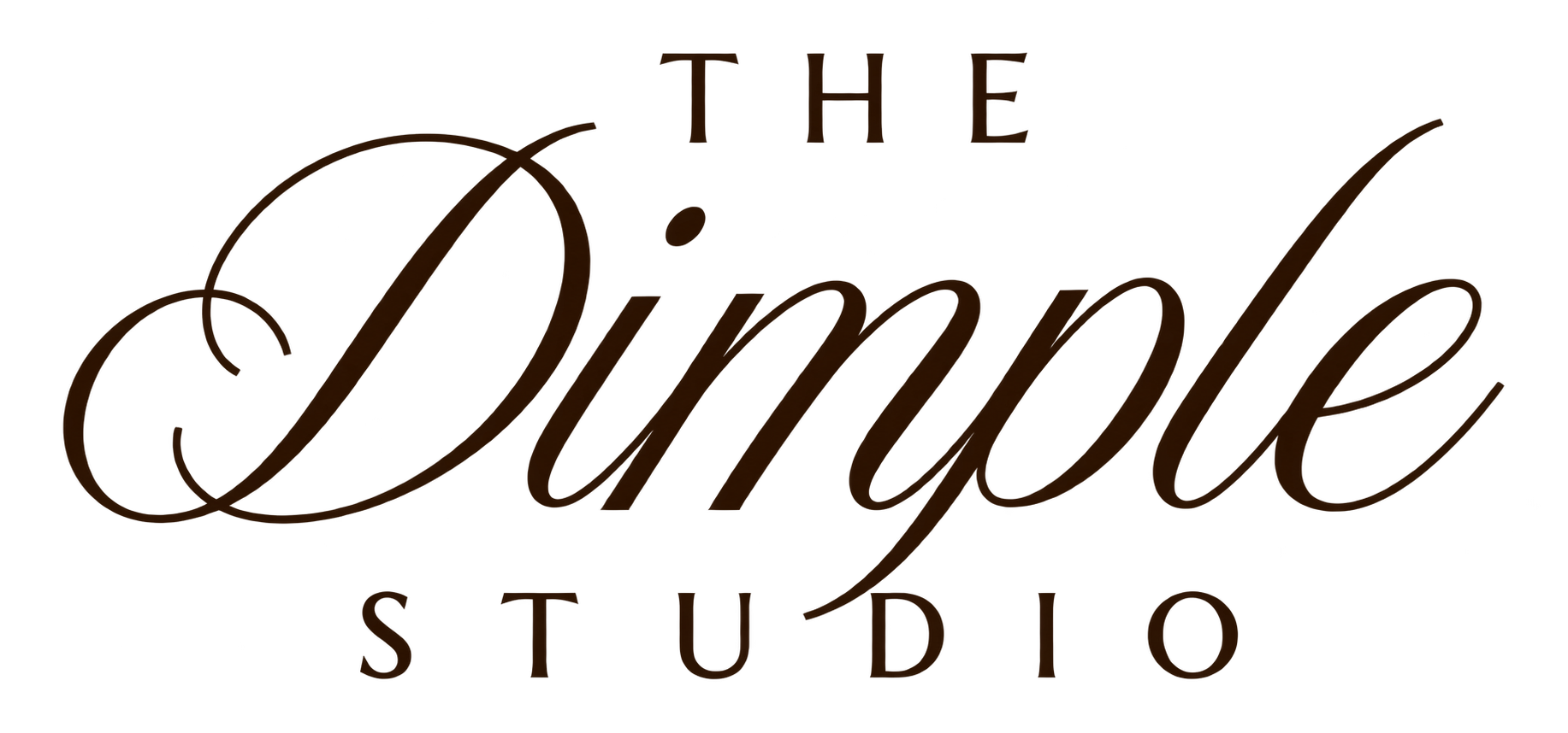 The Dimple Studio logo with elegant cursive text in brown color.