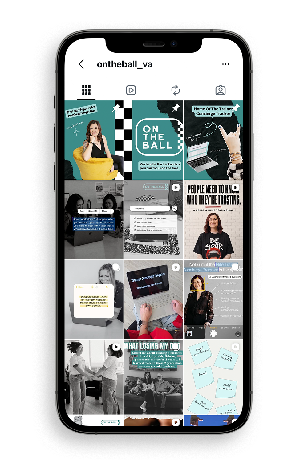 Instagram profile of On the Ball Virtual Assistant