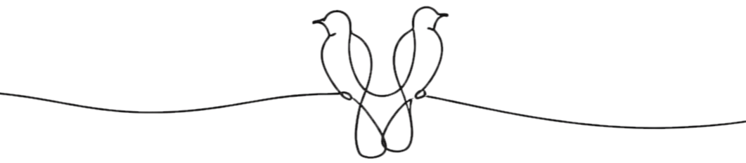Line drawing of two birds perched on a wire, not facing each other, signifying how mental health therapy can help us get unstuck