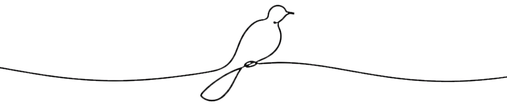 Line drawing of a bird perched on a wire signifying the courage it takes to go to counseling and illustrating the quote: “To create one’s own world takes courage.”