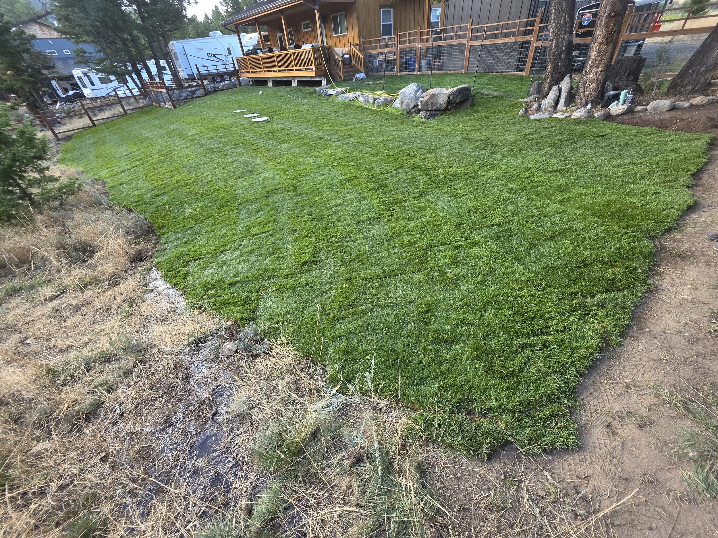 Finished 4,000 sq ft sod lawn, Whitehall, Montana