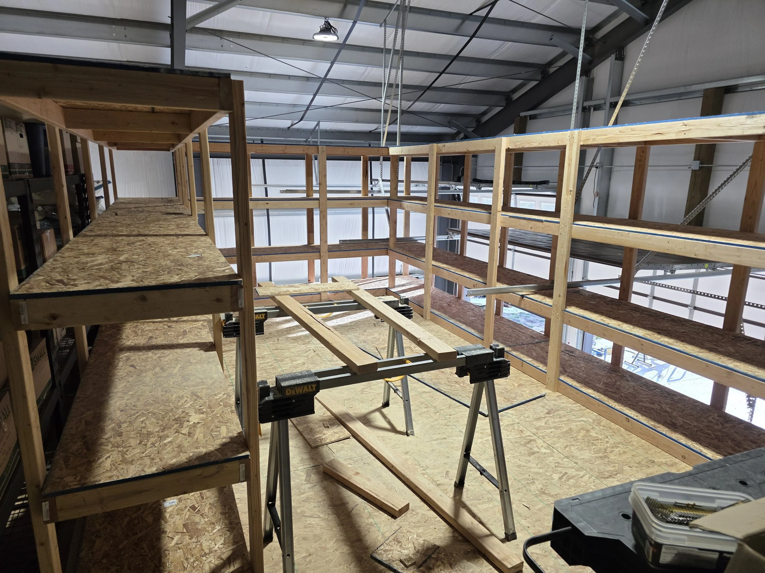 Shelving framed around the mezzanine edges, Opportunity, Montana