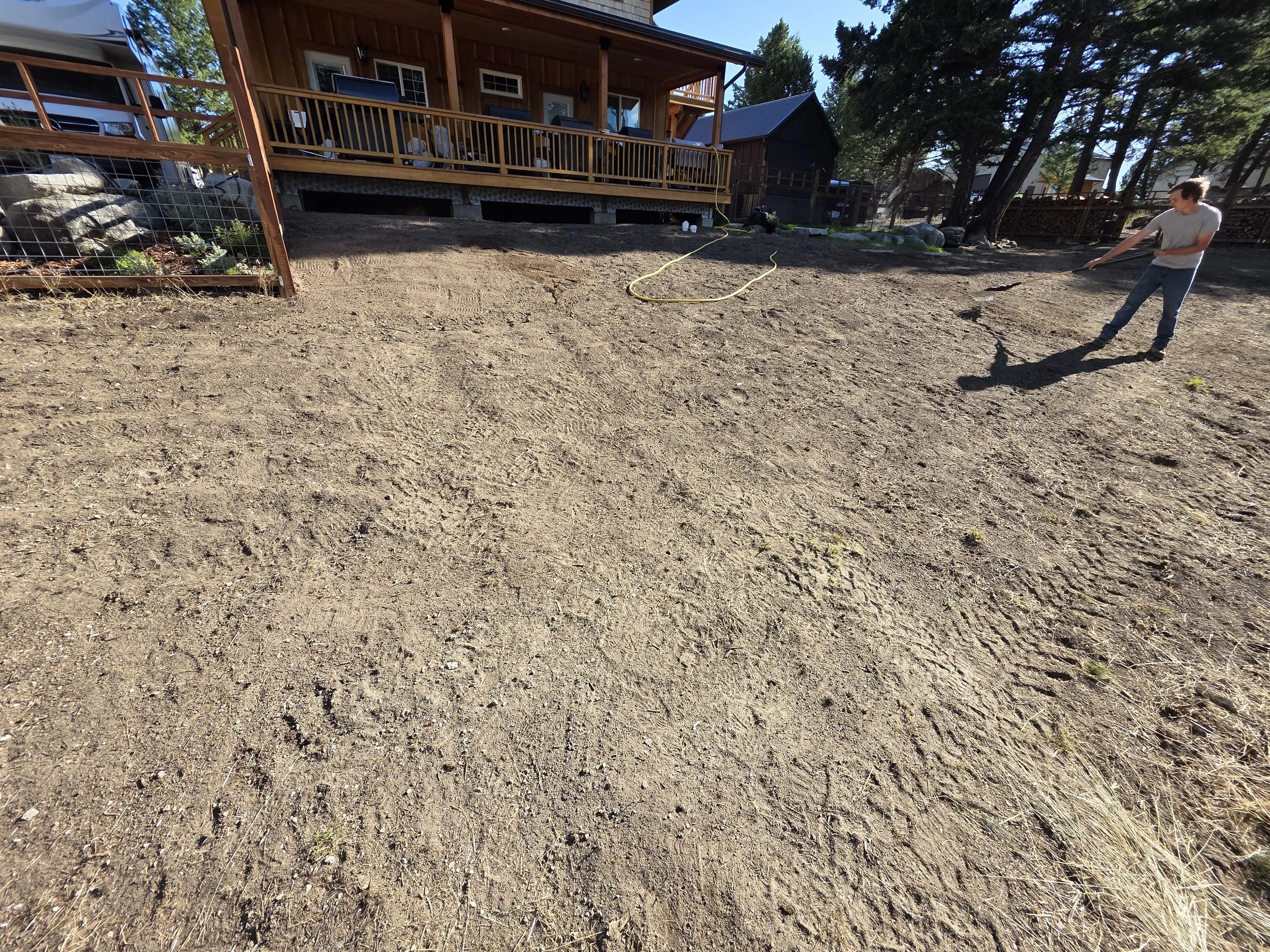 Yard rototilled and graded for new sod, Whitehall, Montana