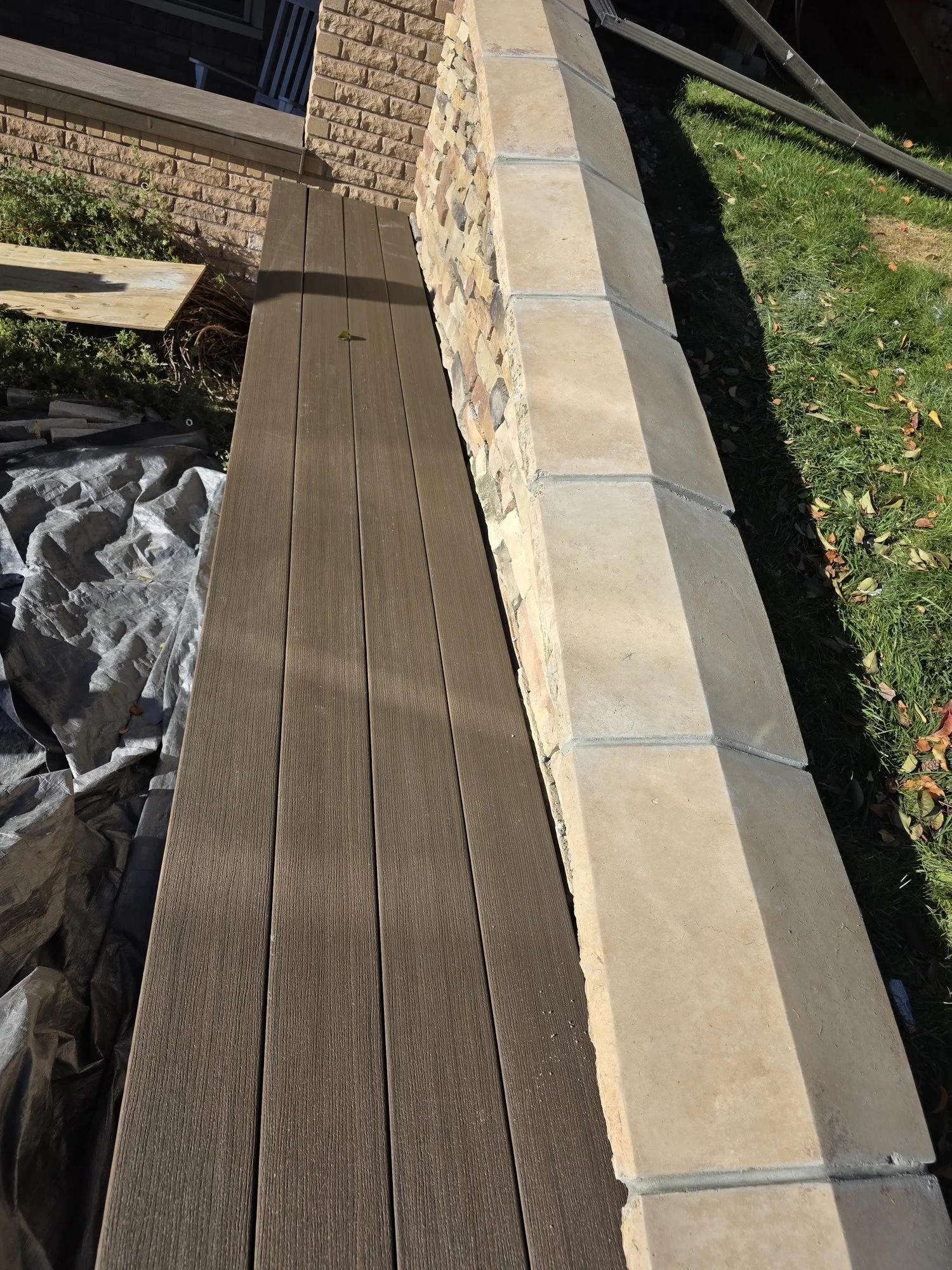 Composite decking detail on the planter bench cover, Butte, MT