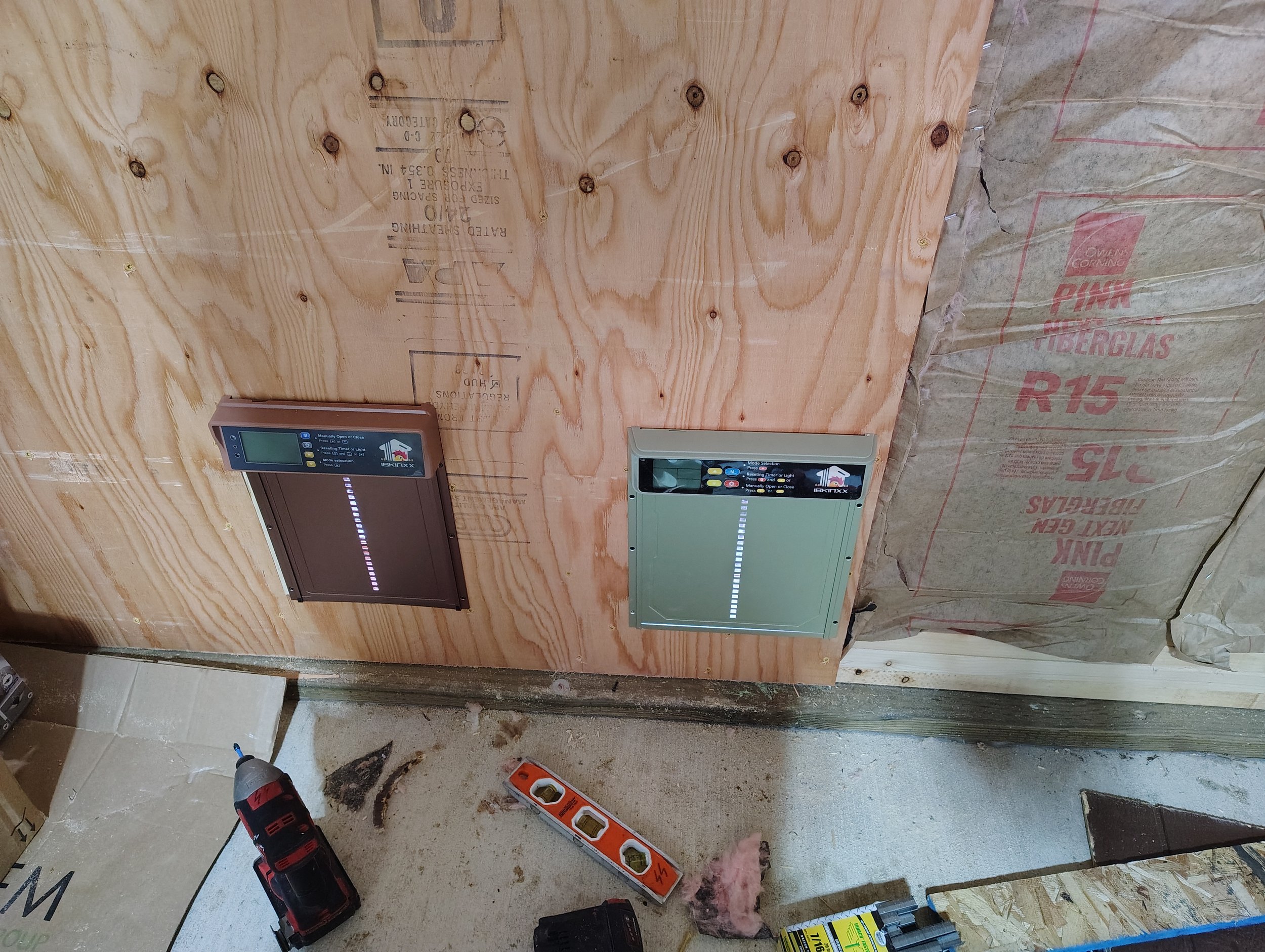 Wall vents installed inside the insulated coop, Pipestone, Montana