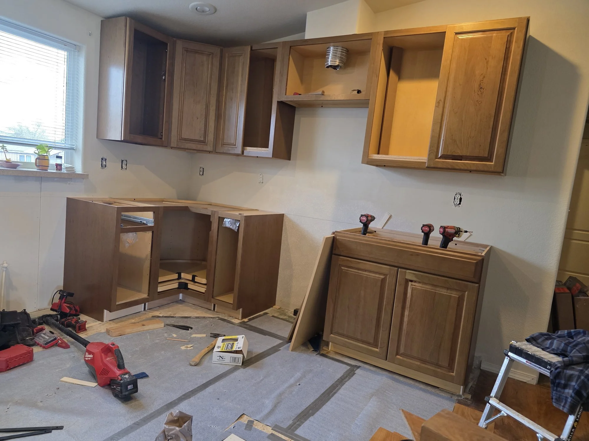 Lazy susan corner base cabinet installed, Anaconda, Montana kitchen