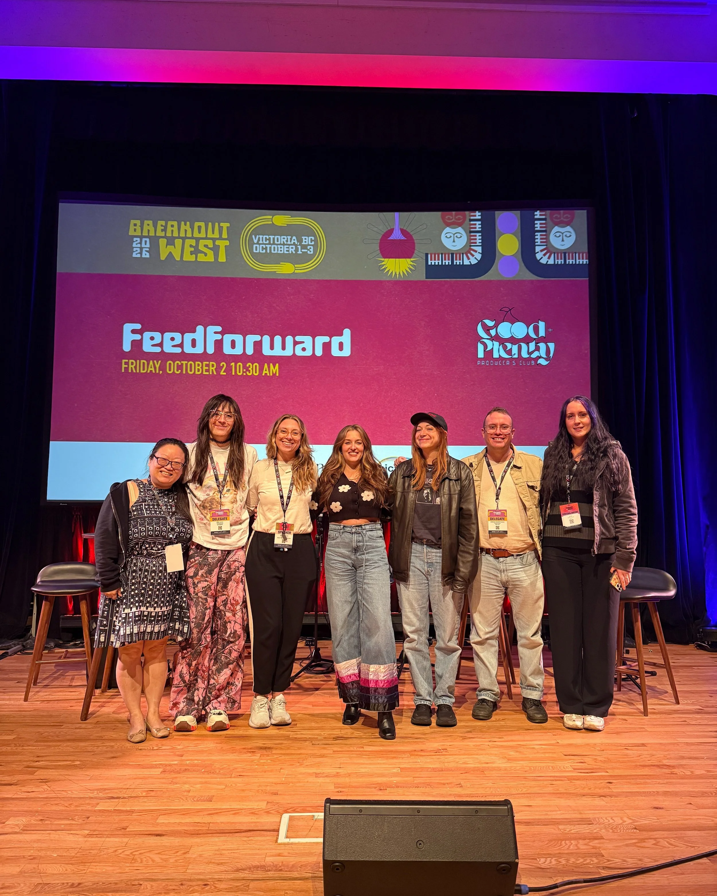 What a whirlwind time in Victoria for @breakoutwest!

@ilabarkermusic &amp; @amberneufeld presented our 3rd year of Feedforward - we had a record 19 submissions from amazing producers across Western Canada, and we got to learn from, listen and encour