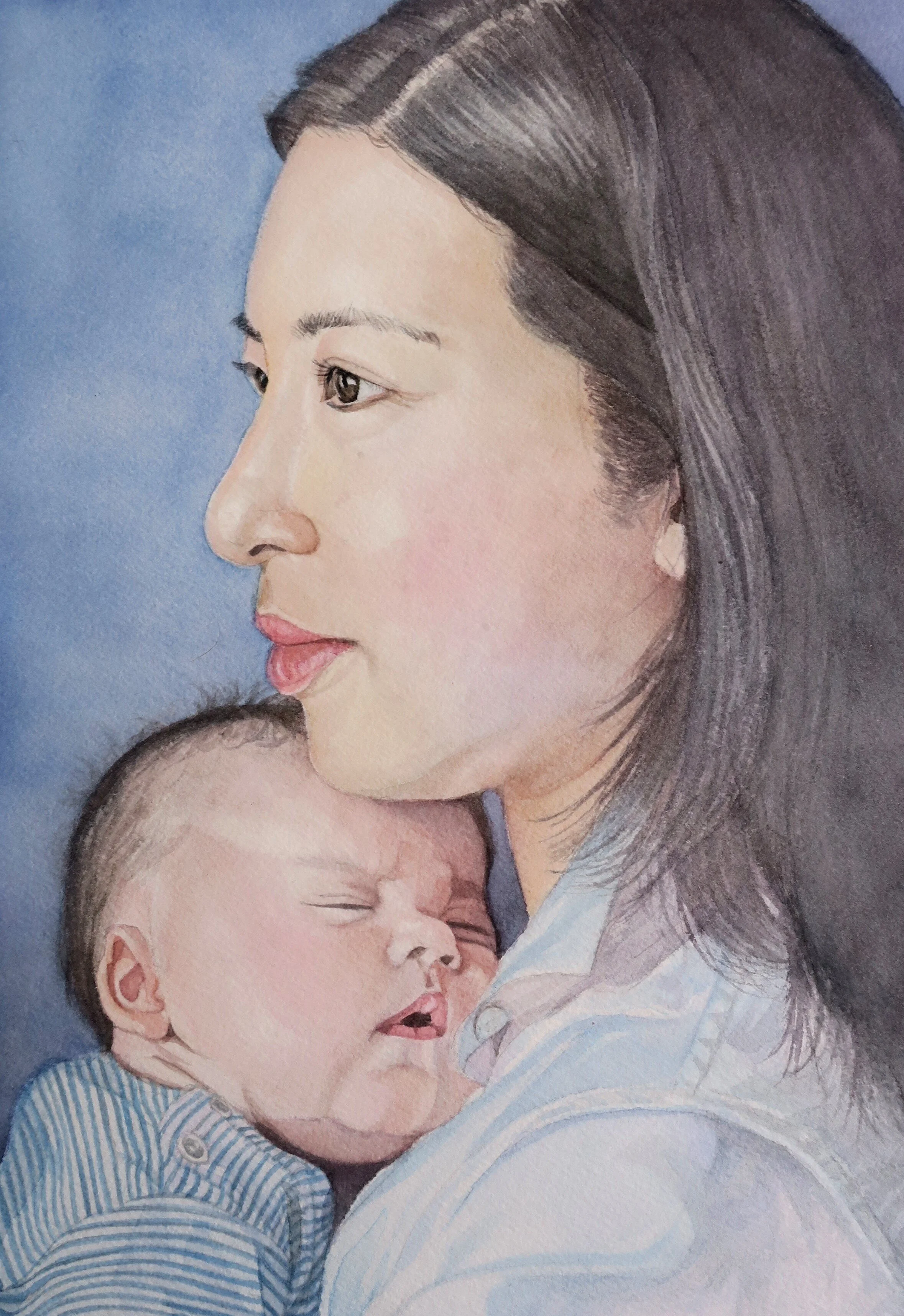 Aki and Henry, 2021  
Watercolor on paper, 14x10 

