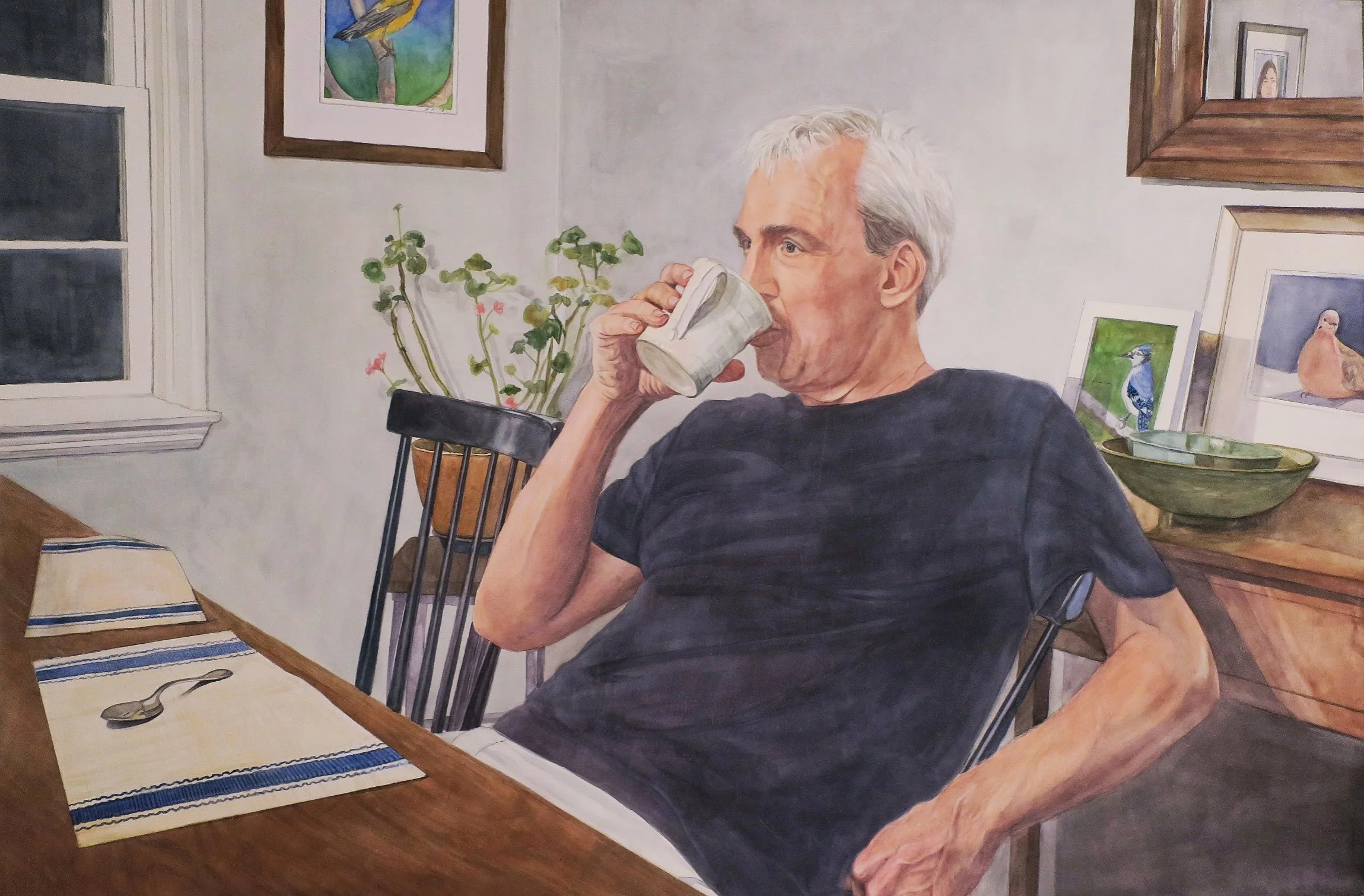 Portrait of Ryan, 2025  
Watercolor on cradled board, 24x36 