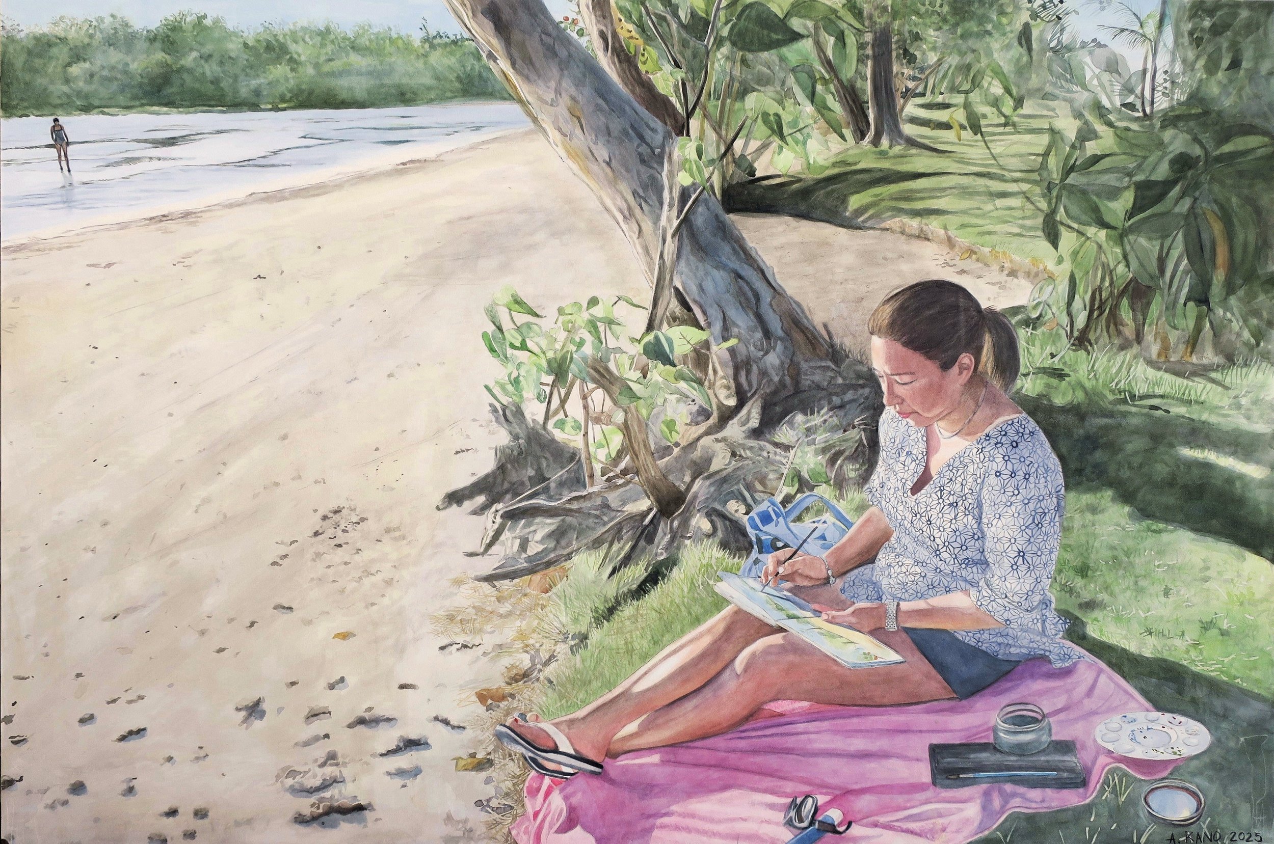 Cuban Solitude, 2025  
Watercolor on cradled board, 18x24