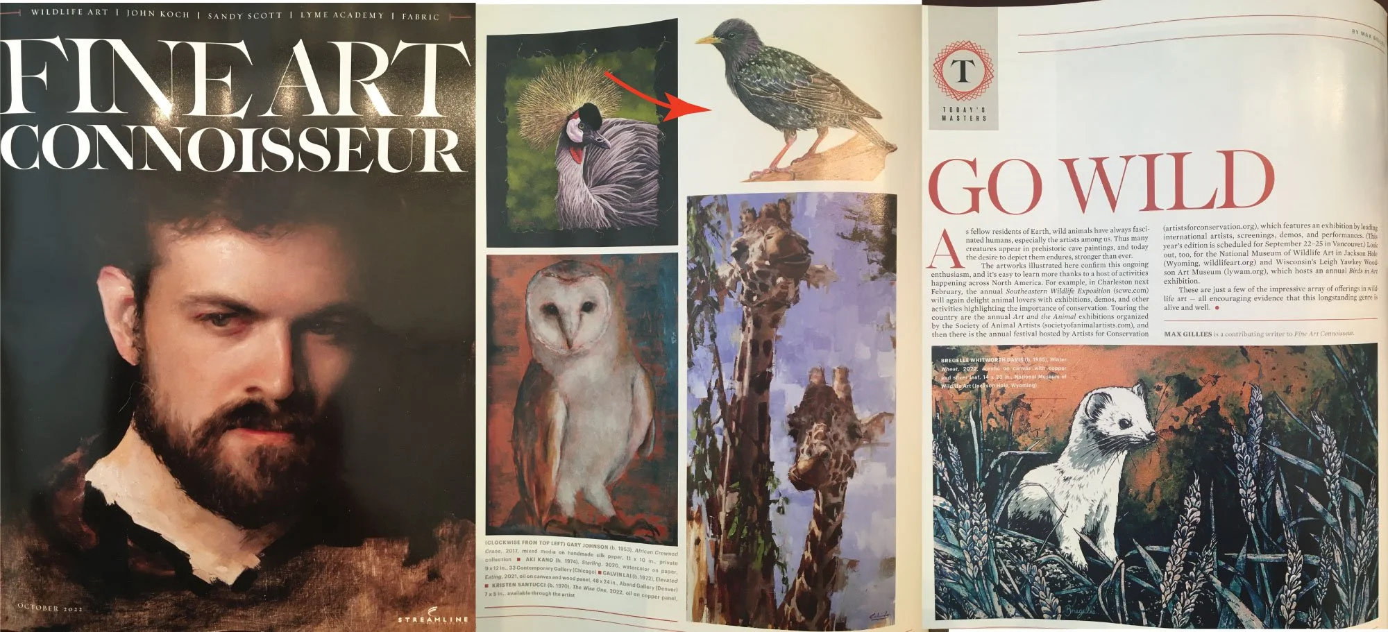 Fine Art Connoisseur-September/October 2022 Issue  
 “Starling” was one of the paintings chosen for the Wildlife feature, “Go Wild”.