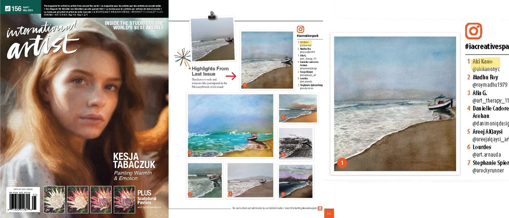International Artist Magazine-April/May 2024 Issue  
This watercolor seascape was included in the Creative Spark section of the magazine.