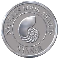 Silver medal with an embossed seashell design in the center and the words 'NAUTILUS BOOK AWARDS WINNER' engraved around the edge.