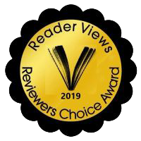Gold and black circular badge with the text 'Reader Views Reviewers Choice Award 2019' around the gold emblem in the center.