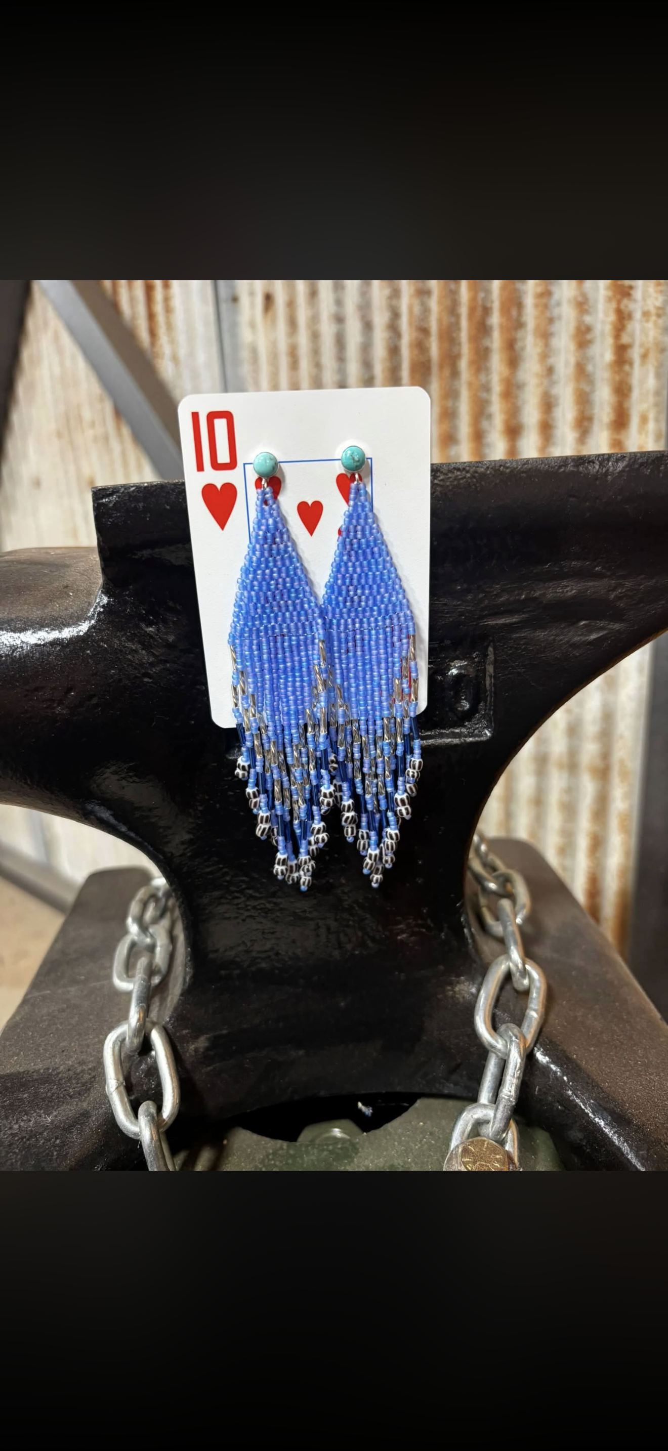 Blue beaded earrings