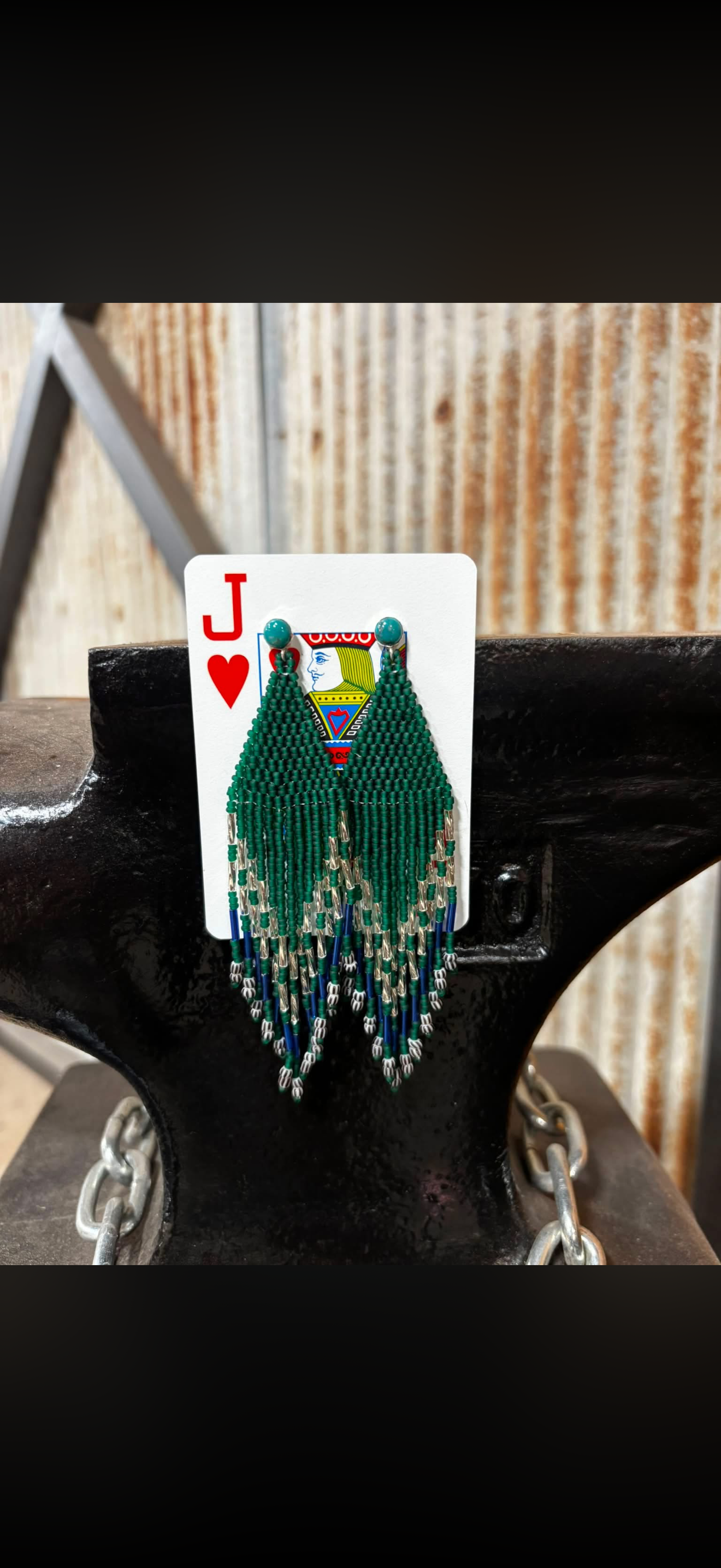 Green beaded earrings