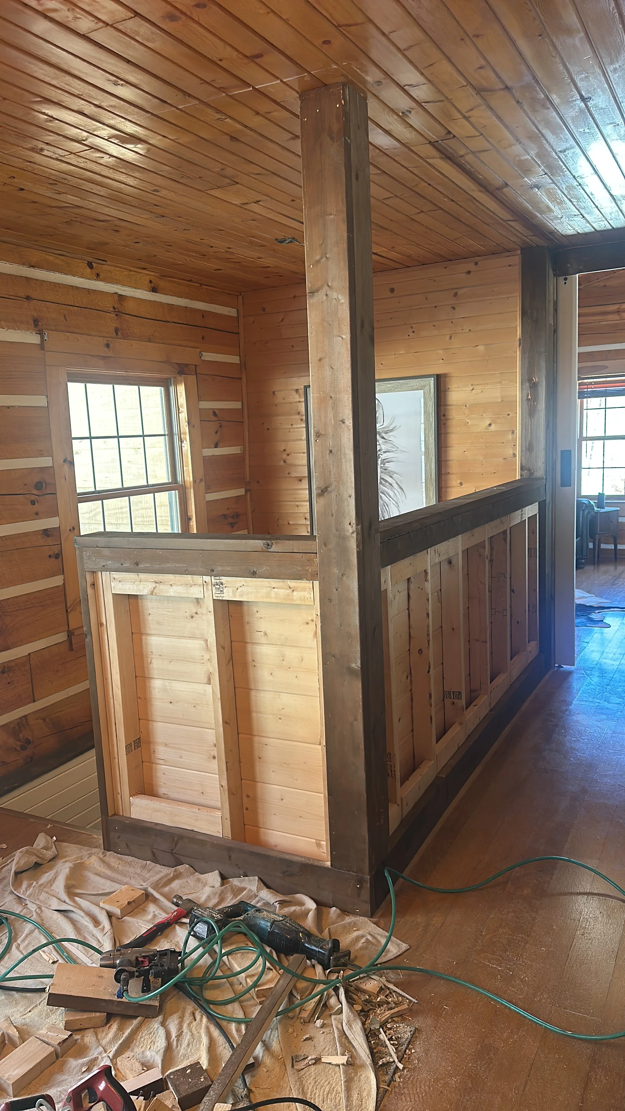 Interior wood framing and remodeling project 