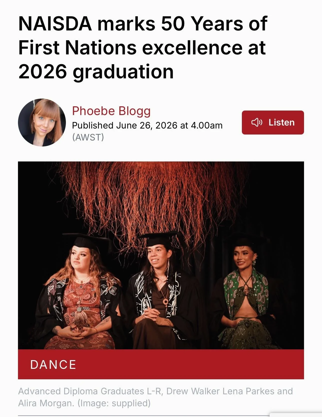 🖤💛❤️ We are interrupting our Lake Cargelligo posts for a moment to celebrate three incredible young artists who have just graduated from @naisda_dance_college - Drew Walker, Lena Clarke and Alira Morgan 🖤💛❤️ Drew, Lena and Alira are part of our O