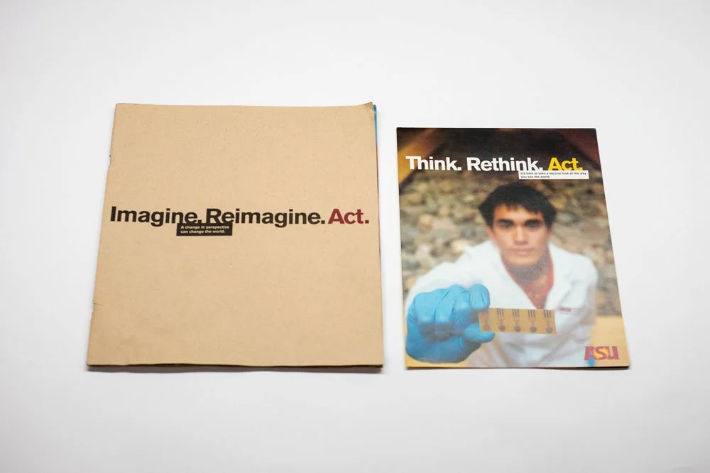 The student prospectus materials were printed with soy-based inks, on fully recycled paper—a first at the time for ASU.