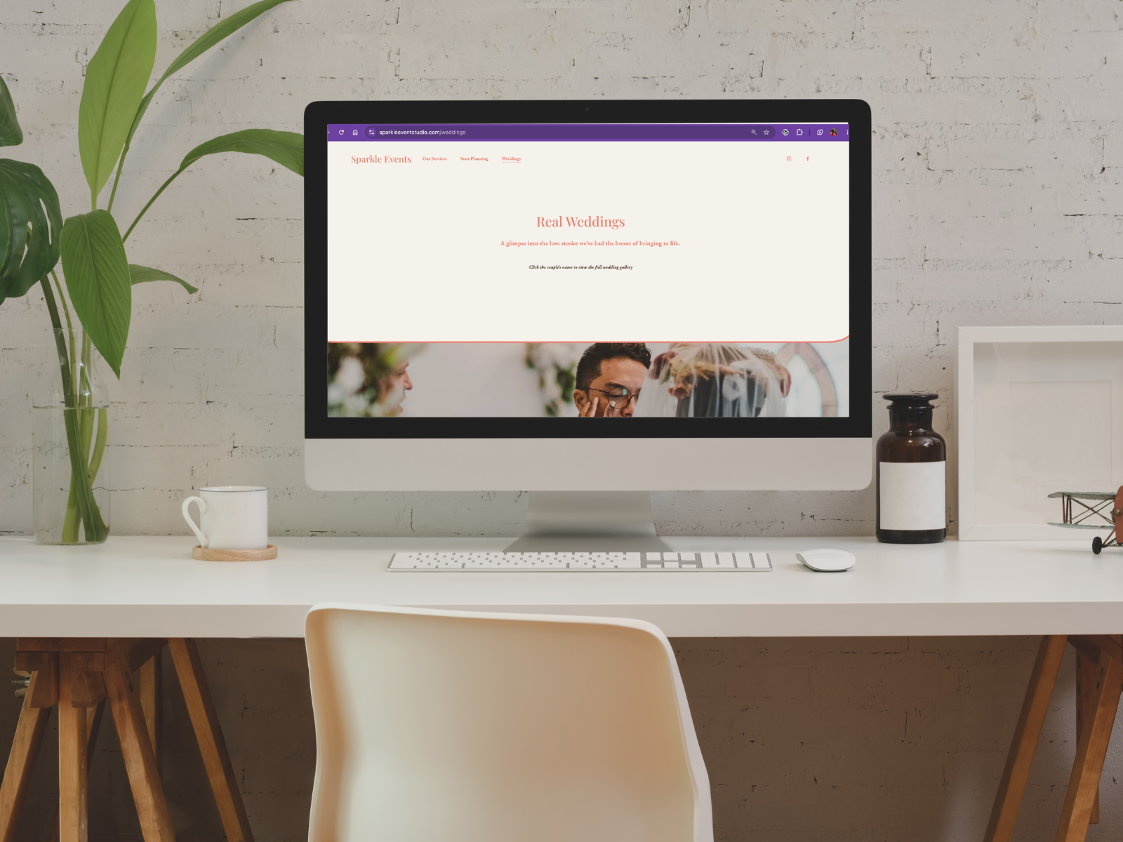 Real Weddings website design displayed on a desktop computer
