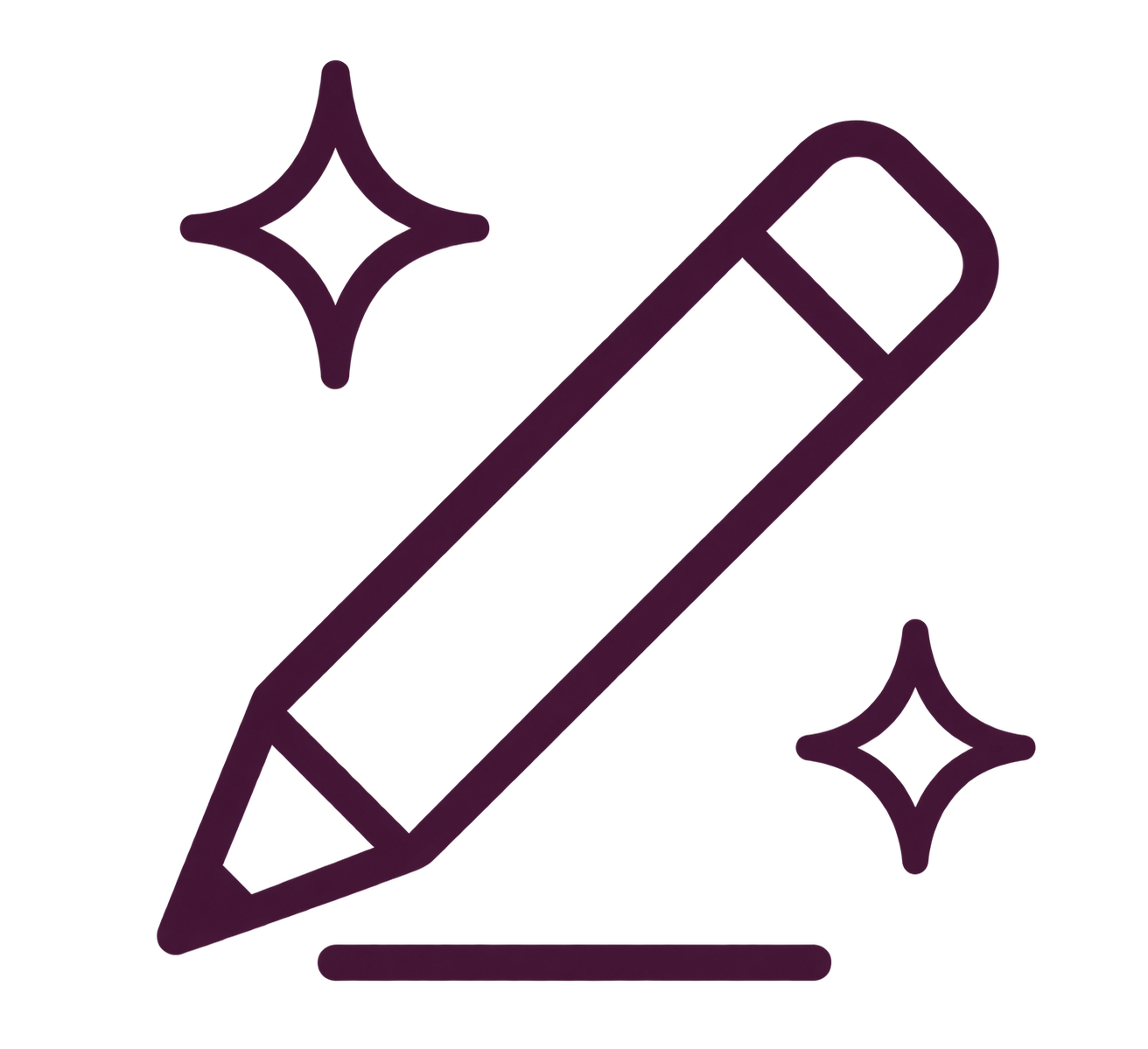 Pencil and sparkle icon representing thoughtful web design