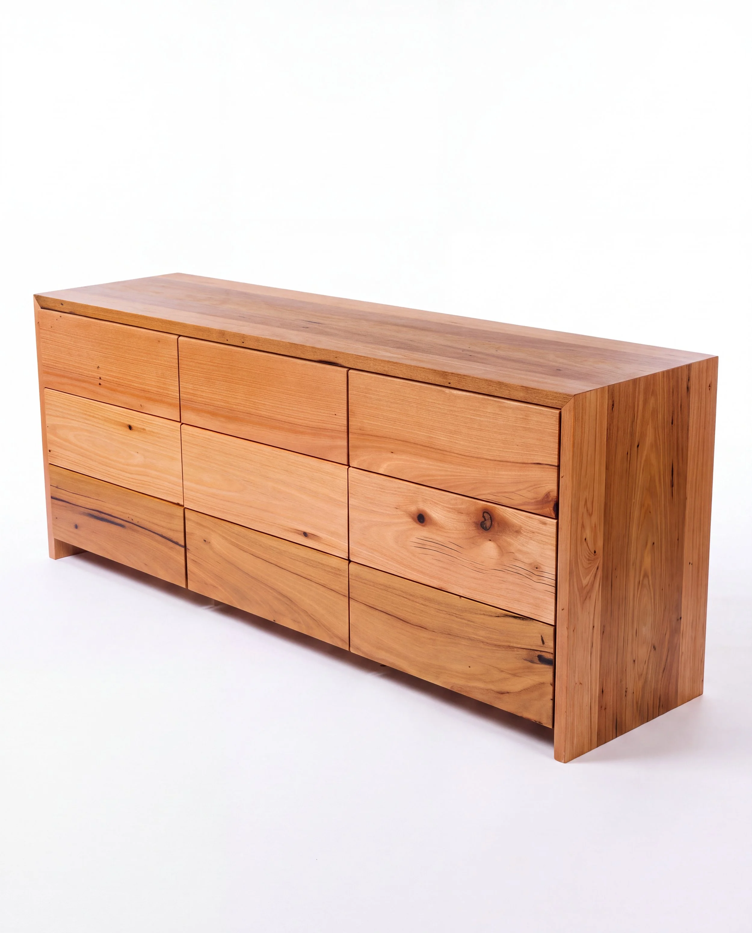Natural solid timber dresser recycled messmate push to open drawers