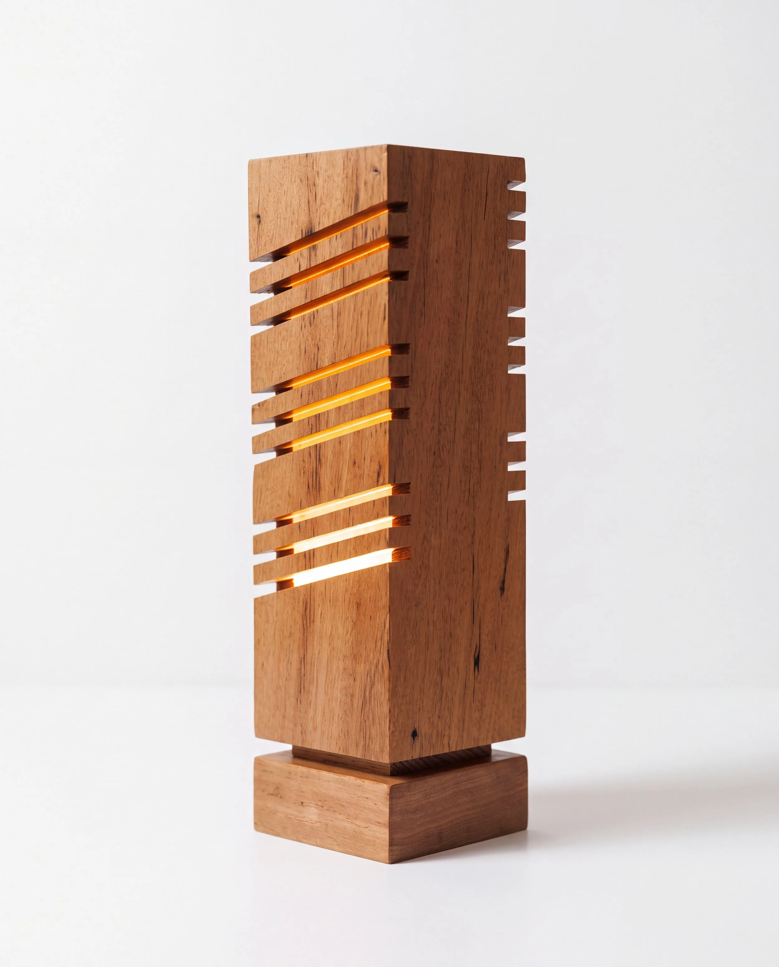 solid timber table lamp slatted design