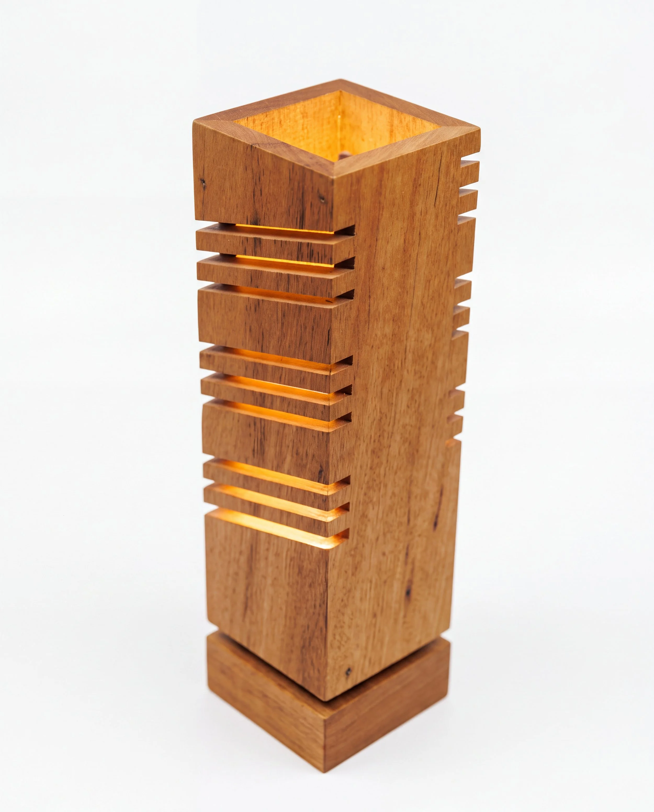 solid timber table lamp slatted design