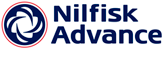 Nilfisk Advance logo with blue and red graphics and text