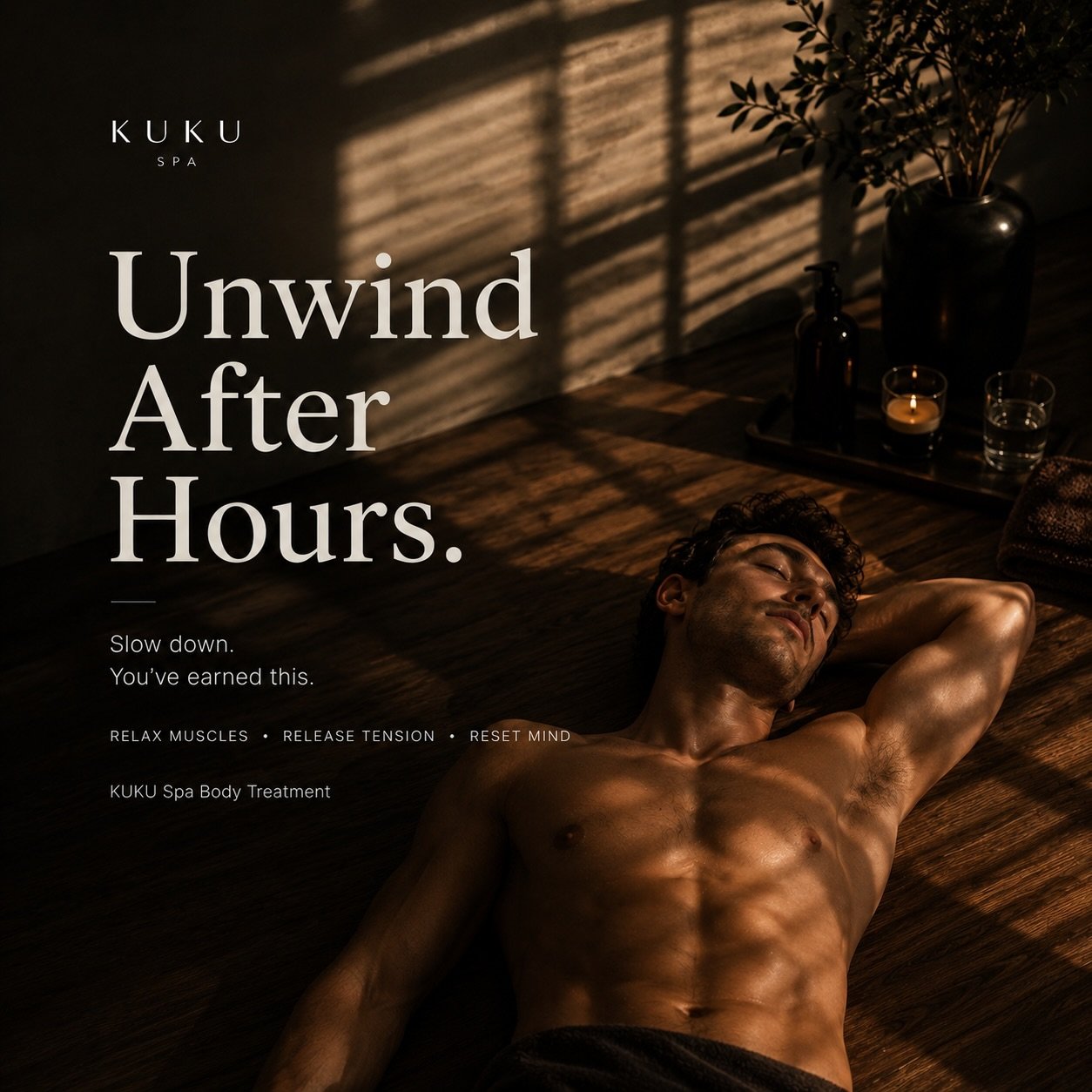 For the men carrying too much stress quietly.

Unwind after hours.
Release tension.
Sleep deeper.
Come back to yourself.

KUKU SPA
Body treatments for nervous system recovery.

#KukuSpa #MensWellness #BurnoutRecovery #NYCWellness