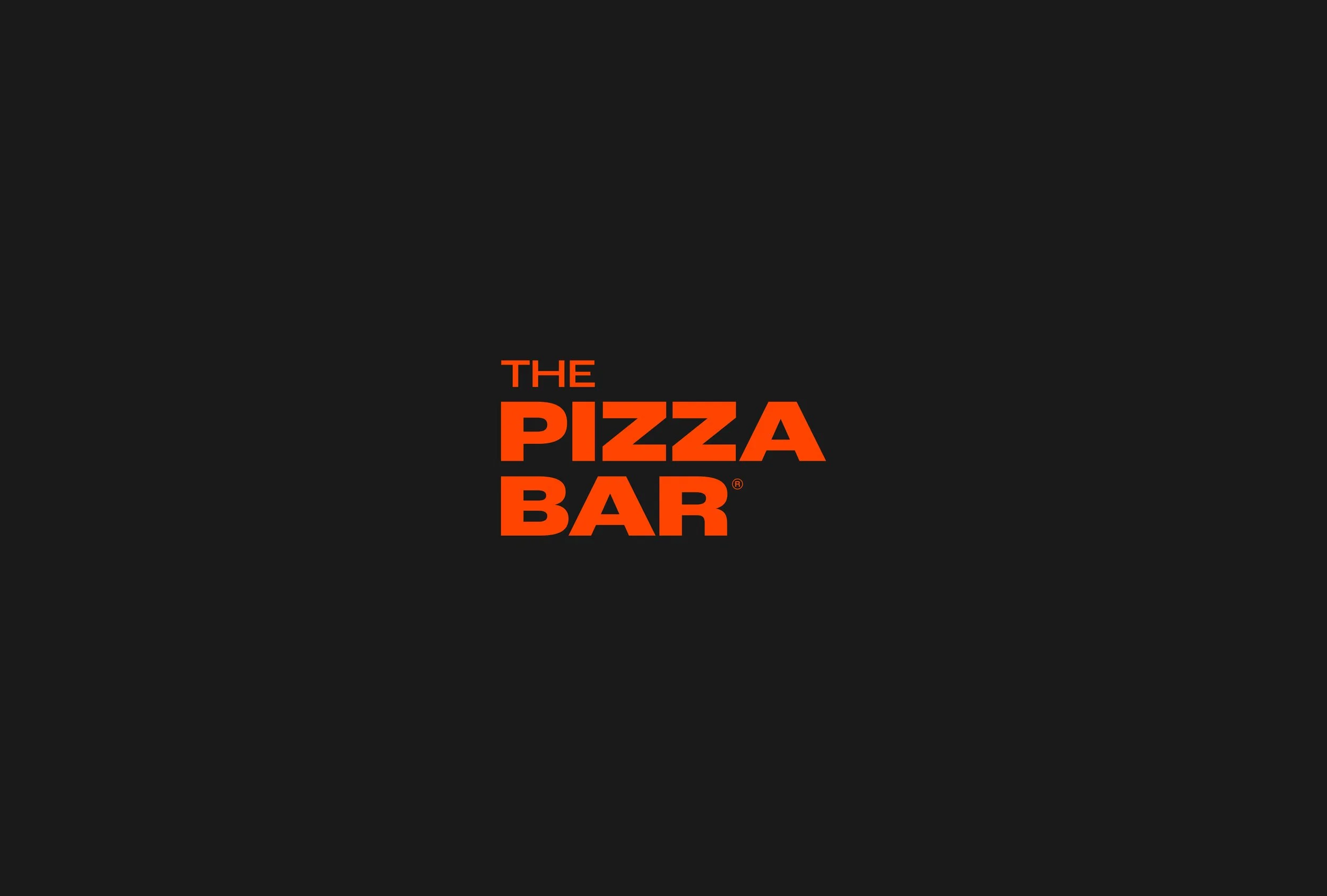 Black background with orange text that reads 'The Pizza Bar'.