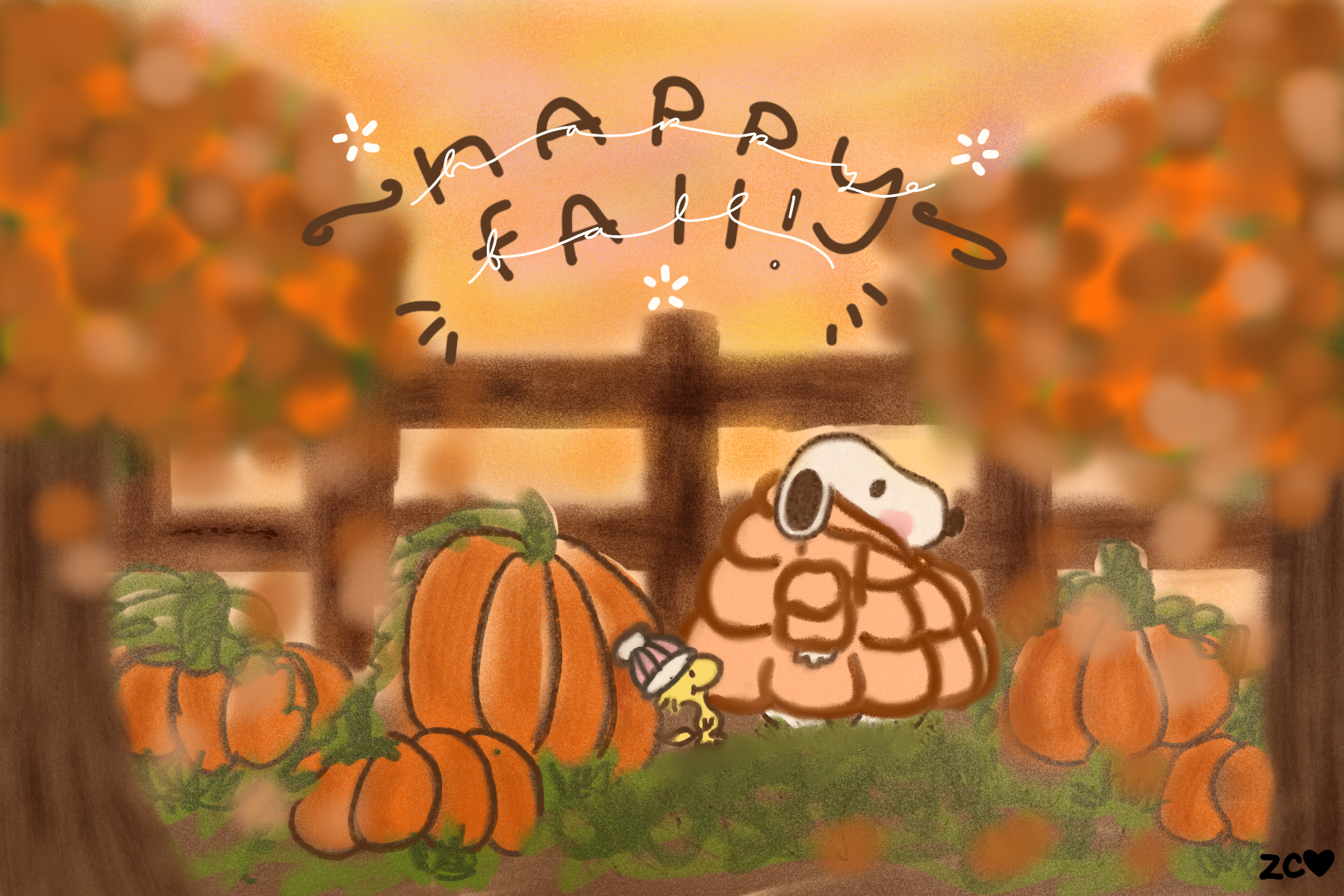 "happy fall!" pup & buddy print